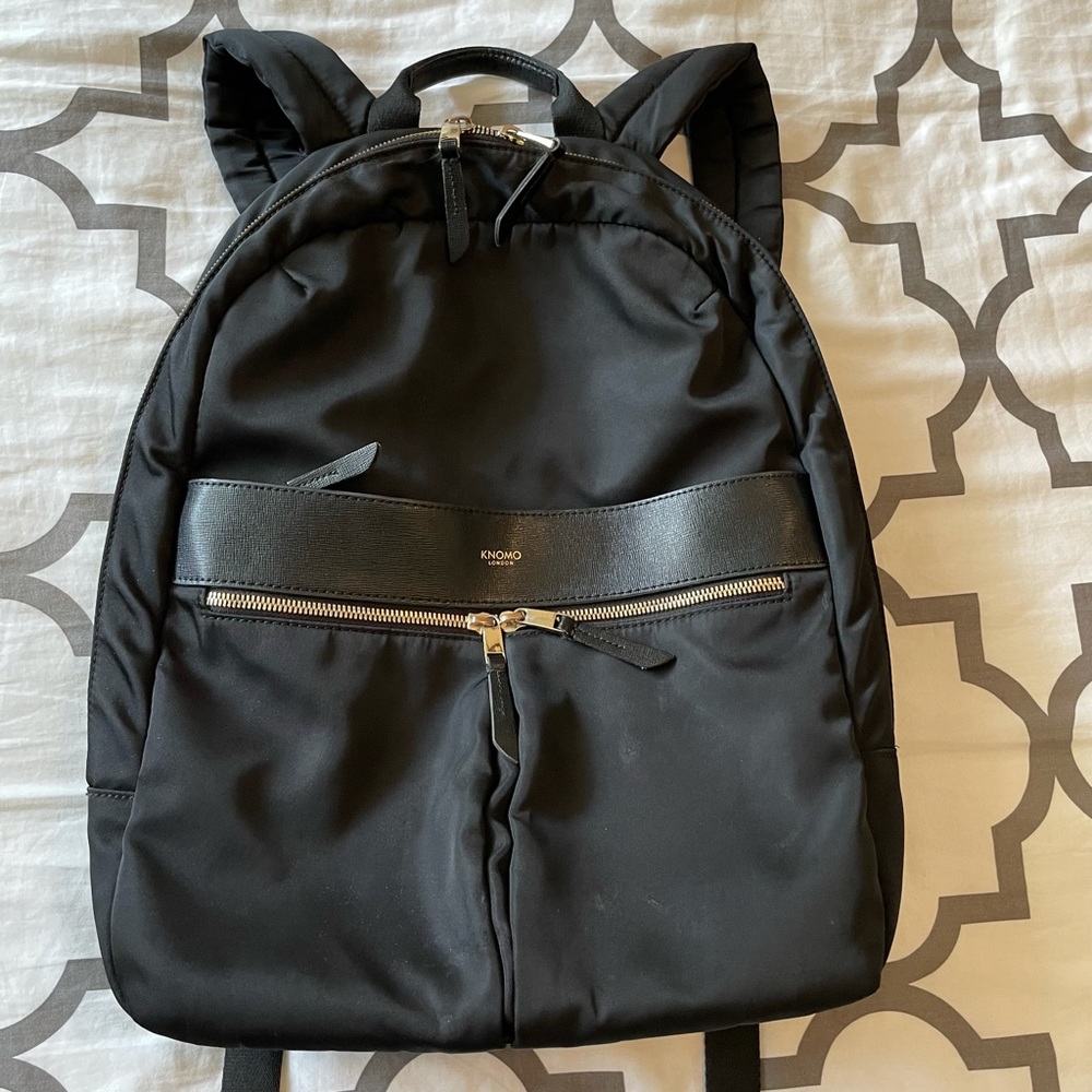 Knomo London black nylon and leather backpack